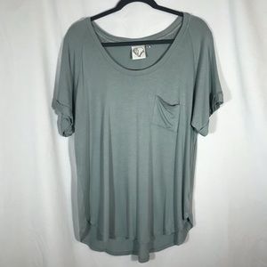 Janet Chung Soft Tee Roll Sleeve Sage Green